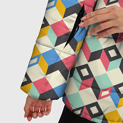 Куртка зимняя женская Абстракция из цветных кубиков, цвет: 3D-светло-серый — фото 2