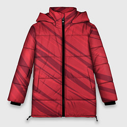 Женская зимняя куртка Диагональные полосы красный
