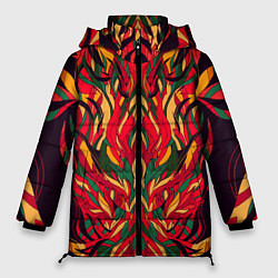 Куртка зимняя женская Пожар в джунглях, цвет: 3D-черный