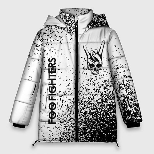 Женская зимняя куртка Foo Fighters и рок символ на светлом фоне / 3D-Черный – фото 1