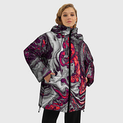 Куртка зимняя женская Абстрактные разводы, цвет: 3D-красный — фото 2