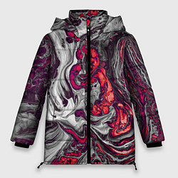 Куртка зимняя женская Абстрактные разводы, цвет: 3D-красный