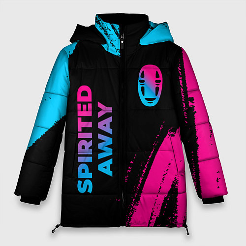 Женская зимняя куртка Spirited Away - neon gradient: надпись, символ / 3D-Черный – фото 1