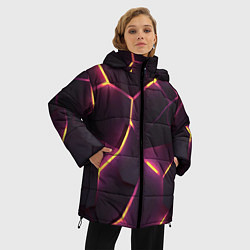 Куртка зимняя женская Пурпурные неоновые плиты, цвет: 3D-черный — фото 2