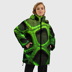 Куртка зимняя женская Объемные зеленые соты, цвет: 3D-светло-серый — фото 2