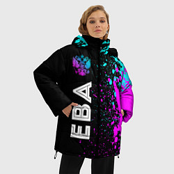Куртка зимняя женская Ева и неоновый герб России: по-вертикали, цвет: 3D-черный — фото 2