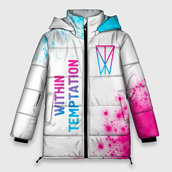 Куртка зимняя женская Within Temptation neon gradient style: надпись, си, цвет: 3D-черный