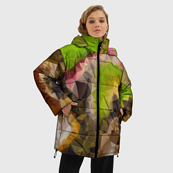 Куртка зимняя женская Green brown pattern, цвет: 3D-светло-серый — фото 2