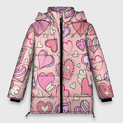 Куртка зимняя женская Many many hearts, цвет: 3D-черный