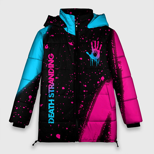 Женская зимняя куртка Death Stranding - neon gradient: надпись, символ / 3D-Черный – фото 1