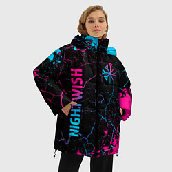 Куртка зимняя женская Nightwish - neon gradient: надпись, символ, цвет: 3D-черный — фото 2