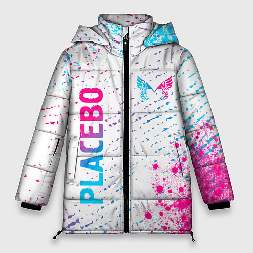 Женская зимняя куртка Placebo neon gradient style: надпись, символ / 3D-Черный – фото 1