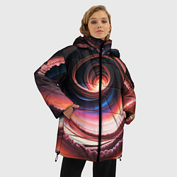 Куртка зимняя женская Вихрь из звезд и облаков, цвет: 3D-красный — фото 2