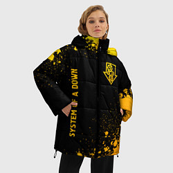 Куртка зимняя женская System of a Down - gold gradient: надпись, символ, цвет: 3D-черный — фото 2