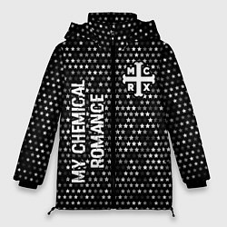 Куртка зимняя женская My Chemical Romance glitch на темном фоне: надпись, цвет: 3D-черный