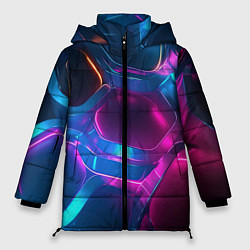 Куртка зимняя женская Неоновый синий фон, цвет: 3D-красный