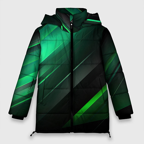 Женская зимняя куртка Black green abstract / 3D-Черный – фото 1