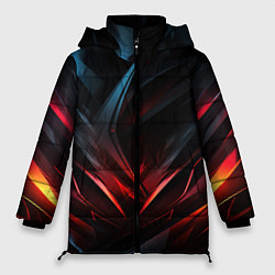 Куртка зимняя женская Black red abstract, цвет: 3D-красный
