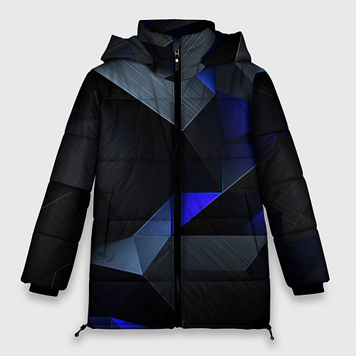 Женская зимняя куртка Black blue abstract / 3D-Красный – фото 1