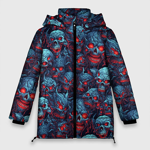 Женская зимняя куртка Monster skulls pattern / 3D-Черный – фото 1