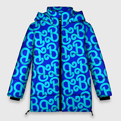 Куртка зимняя женская Логотип Барби - синий паттерн, цвет: 3D-светло-серый