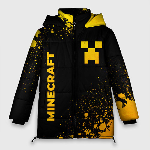 Женская зимняя куртка Minecraft - gold gradient: надпись, символ / 3D-Черный – фото 1