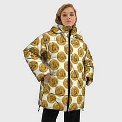 Куртка зимняя женская Биткоин монета, цвет: 3D-светло-серый — фото 2