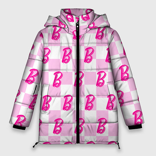Женская зимняя куртка Розовая шашка и Барби / 3D-Черный – фото 1