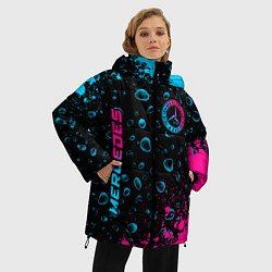 Куртка зимняя женская Mercedes - neon gradient: надпись, символ, цвет: 3D-черный — фото 2