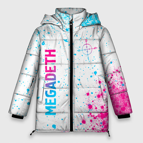 Женская зимняя куртка Megadeth neon gradient style: надпись, символ / 3D-Черный – фото 1