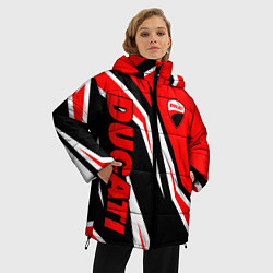 Куртка зимняя женская Ducati- red stripes, цвет: 3D-черный — фото 2