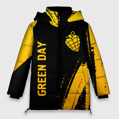 Женская зимняя куртка Green Day - gold gradient: надпись, символ / 3D-Черный – фото 1