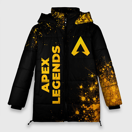 Женская зимняя куртка Apex Legends - gold gradient: надпись, символ / 3D-Черный – фото 1