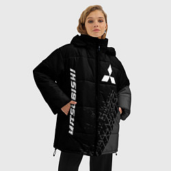 Куртка зимняя женская Mitsubishi speed на темном фоне со следами шин: на, цвет: 3D-черный — фото 2