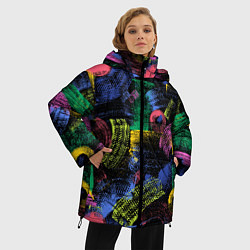 Куртка зимняя женская Яркие абстрактые формы с текстурой, цвет: 3D-черный — фото 2