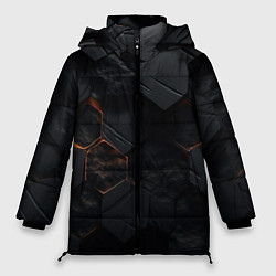 Куртка зимняя женская Черные неоноыве плиты, цвет: 3D-черный