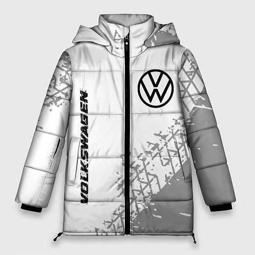 Женская зимняя куртка Volkswagen speed на светлом фоне со следами шин: н / 3D-Черный – фото 1