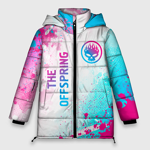 Женская зимняя куртка The Offspring neon gradient style: надпись, символ / 3D-Черный – фото 1
