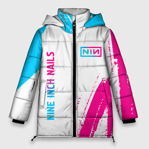 Женская зимняя куртка Nine Inch Nails neon gradient style: надпись, симв / 3D-Черный – фото 1