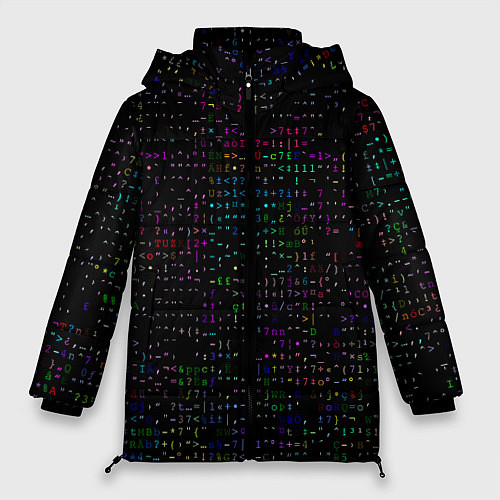 Женская зимняя куртка Черный текстовой паттерн / 3D-Черный – фото 1