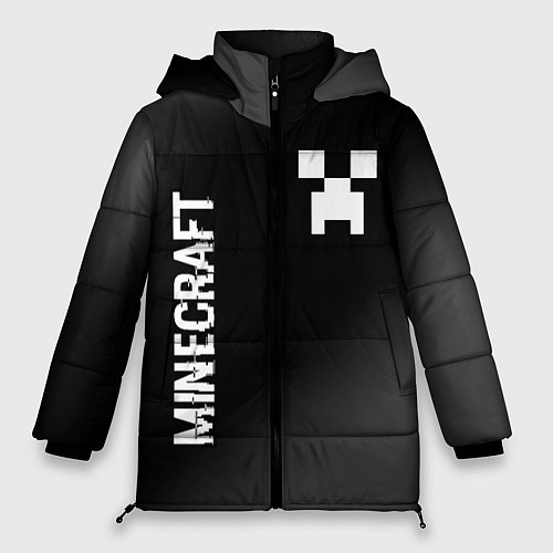 Женская зимняя куртка Minecraft glitch на темном фоне: надпись, символ / 3D-Черный – фото 1