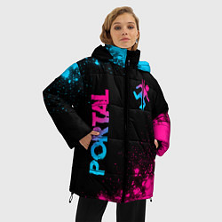 Куртка зимняя женская Portal - neon gradient: надпись, символ, цвет: 3D-черный — фото 2