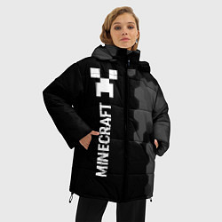 Куртка зимняя женская Minecraft glitch на темном фоне: по-вертикали, цвет: 3D-черный — фото 2