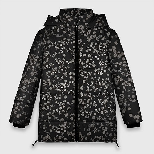Женская зимняя куртка Цветочки вишни / 3D-Черный – фото 1