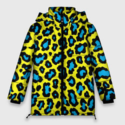 Куртка зимняя женская Кислотный леопард паттерн, цвет: 3D-черный