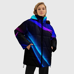 Куртка зимняя женская Синий градиент - нейросеть, цвет: 3D-черный — фото 2