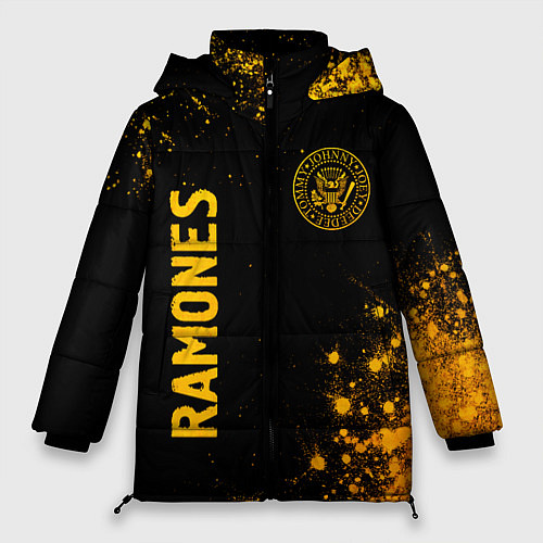 Женская зимняя куртка Ramones - gold gradient: надпись, символ / 3D-Черный – фото 1