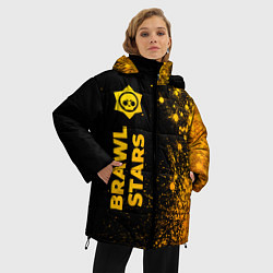 Куртка зимняя женская Brawl Stars - gold gradient: по-вертикали, цвет: 3D-черный — фото 2