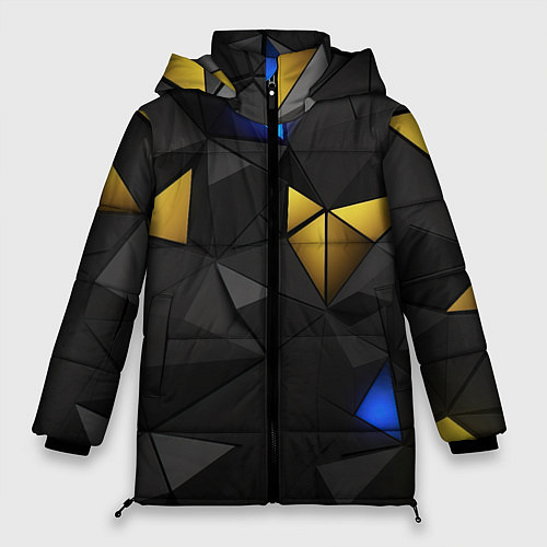 Женская зимняя куртка Black yellow geometry / 3D-Красный – фото 1