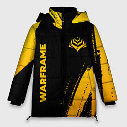 Куртка зимняя женская Warframe - gold gradient: надпись, символ, цвет: 3D-черный